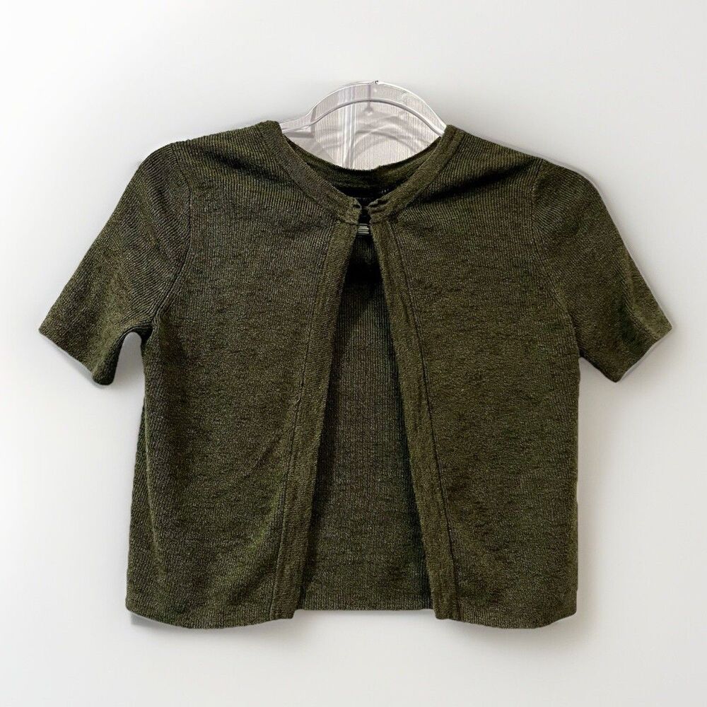 Banana Republic Cropped Bolero Knit Shrug Cardigan Sweater Womens XSP Green Y2K